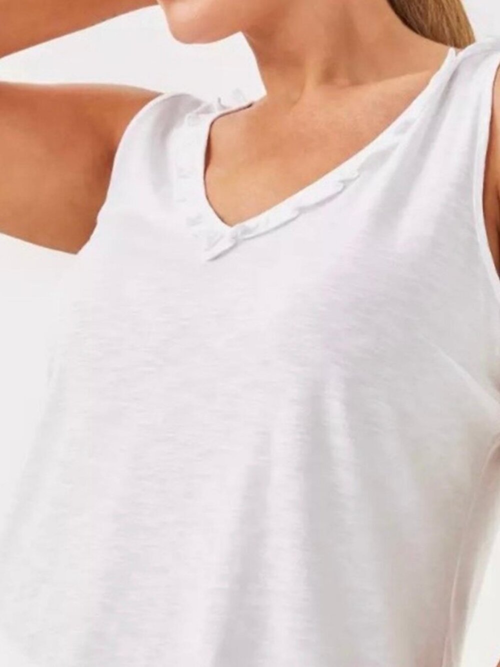 Lilly Pulitzer Gigi Ruffle Tank White Cotton Sleeveless Top Size L - Picture 5 of 9